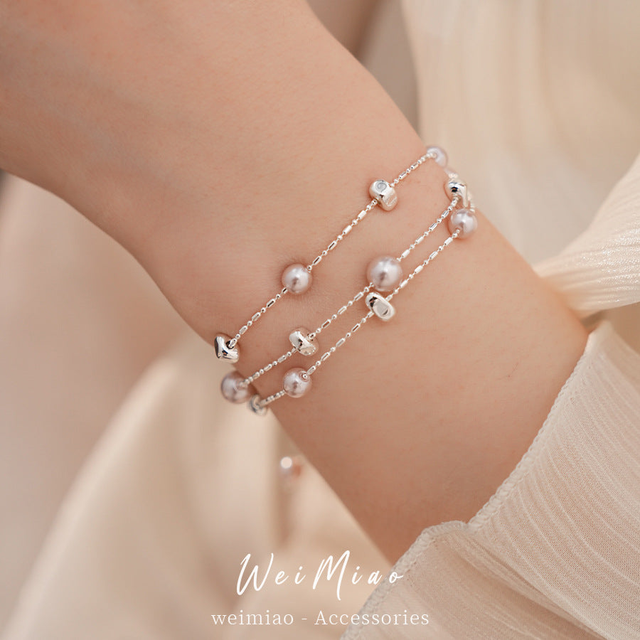 Beaded zircon pearl necklace light luxury niche high-end collarbone chain daily versatile fashion jewelry set wholesale