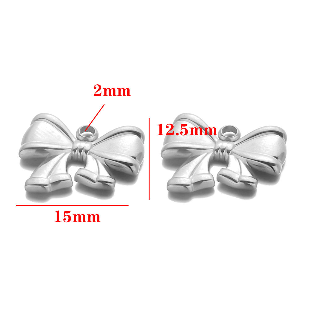 Stainless steel bow pendant DIY handmade pendant pendant necklace bracelet collarbone chain pendant accessories pendant