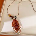Leather rope beaded fringed pearl necklace casual temperament fashion versatile sweater chain high sense light luxury necklace wholesale