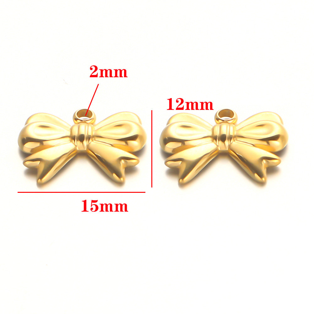 Stainless steel bow pendant DIY handmade pendant pendant necklace bracelet collarbone chain pendant accessories pendant