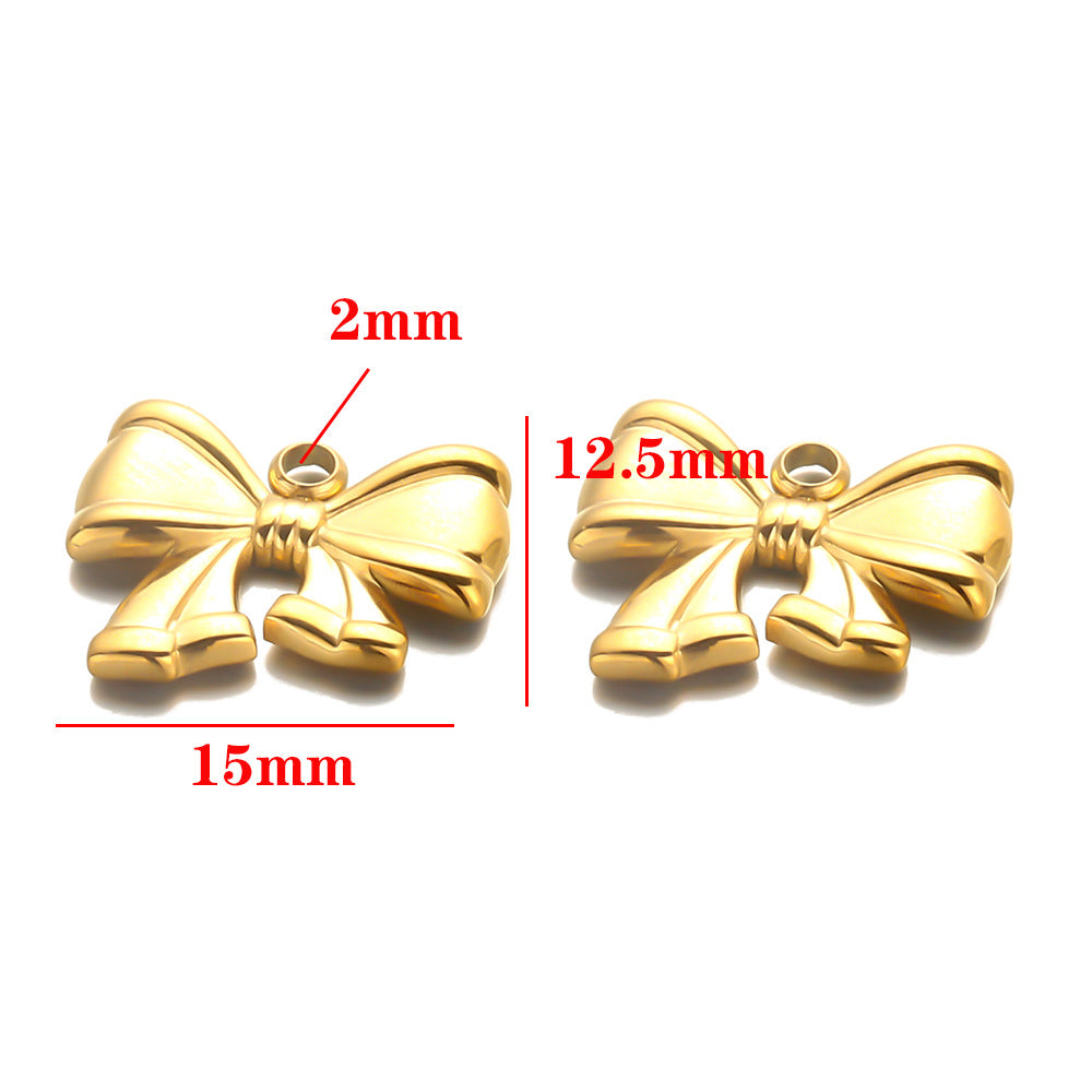 Stainless steel bow pendant DIY handmade pendant pendant necklace bracelet collarbone chain pendant accessories pendant