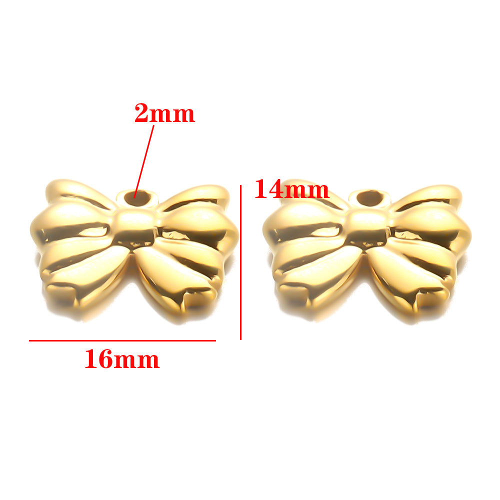 Stainless steel bow pendant DIY handmade pendant pendant necklace bracelet collarbone chain pendant accessories pendant