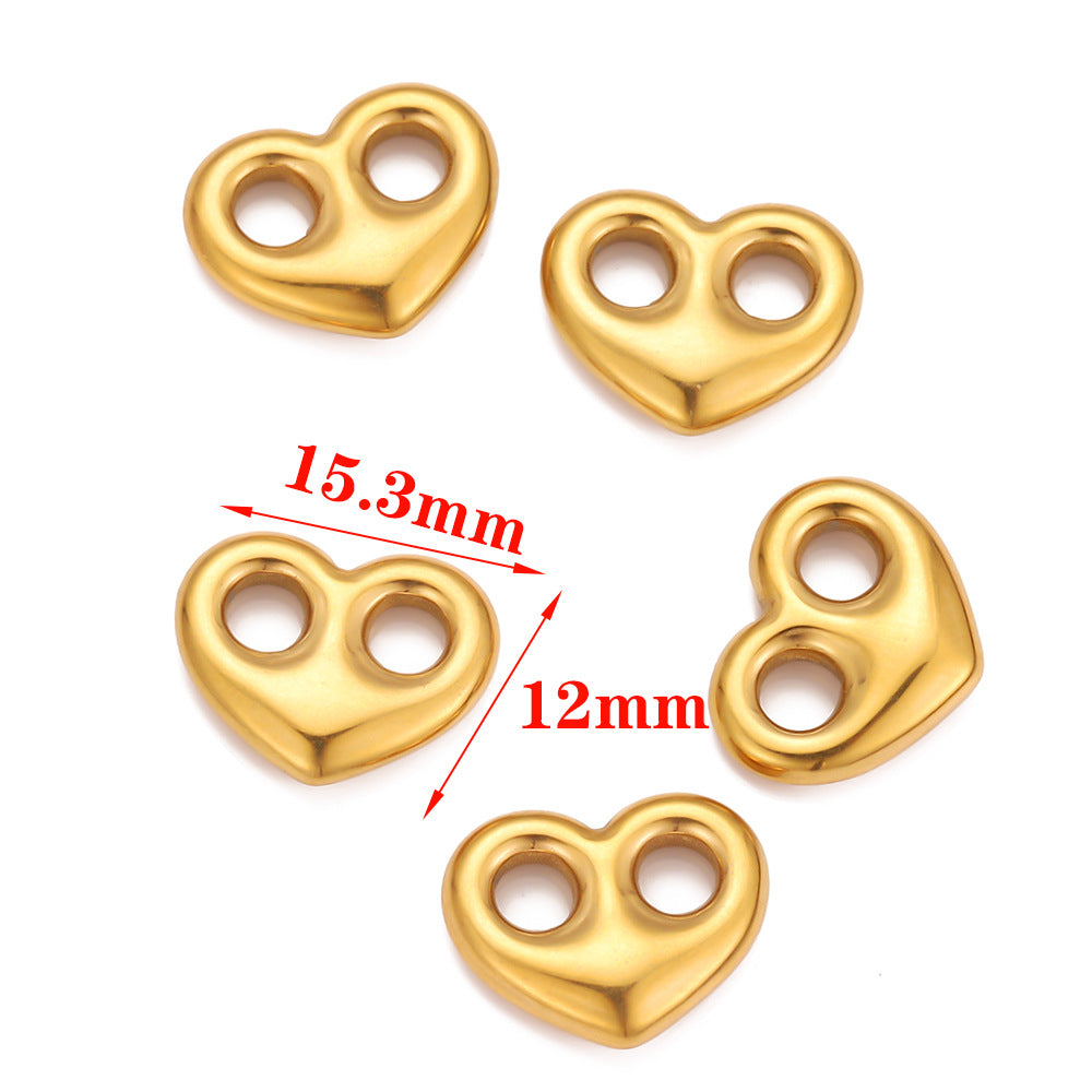 Cross-border stainless steel double-hole love pendant chain connection buckle DIY jewelry accessories pig nose buckle bead spacer accessories