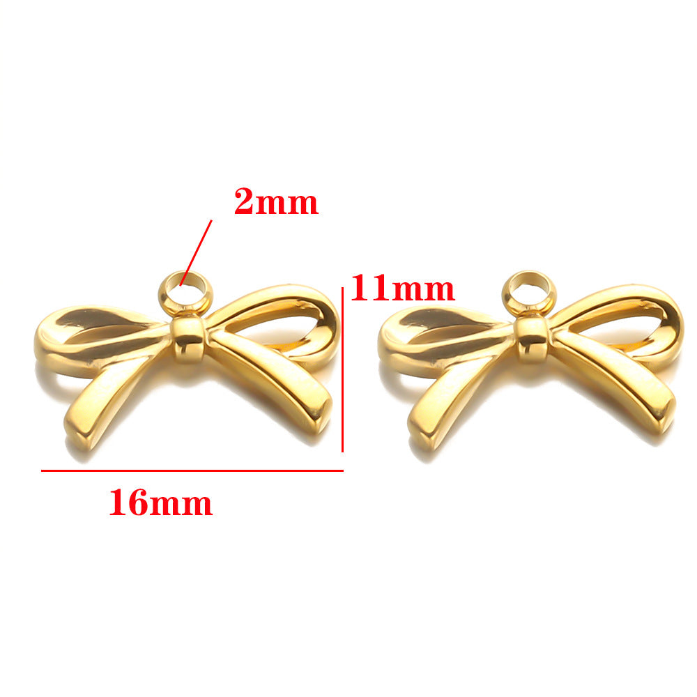 Stainless steel bow pendant DIY handmade pendant pendant necklace bracelet collarbone chain pendant accessories pendant