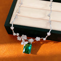 Court style exquisite zircon flower butterfly square necklace light luxury niche collarbone chain high-end jewelry set