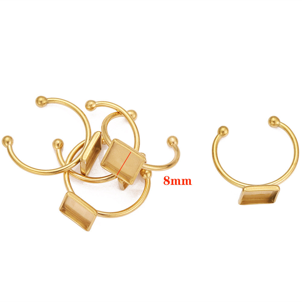 Ring female non-fading 8mm ring holder DIY jewelry accessories ring Korean ins index finger ring plain ring accessories