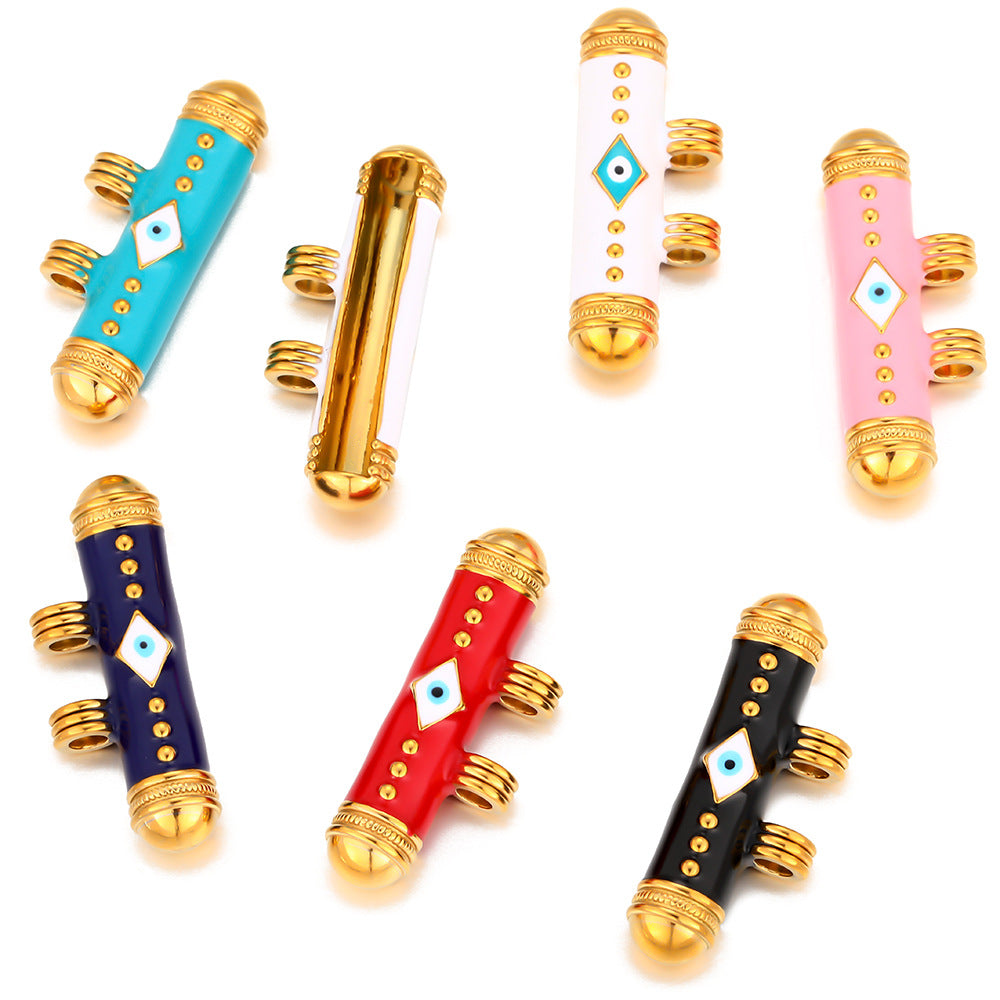 Stainless steel oil dripping glasses long tube chain beaded accessories beaded pendant DIY jewelry bracelet accessories work in progress