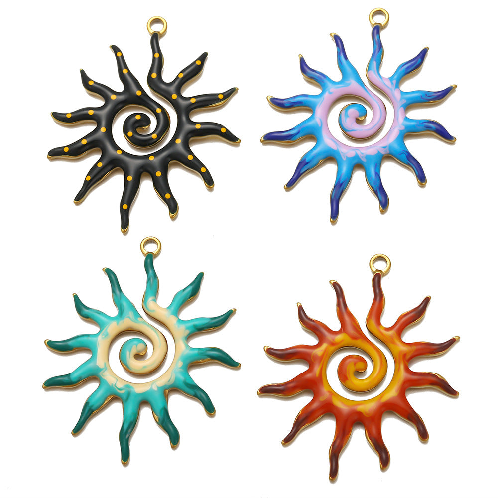 Stainless steel rotating sun pendant DIY jewelry accessories pendant pendant necklace bracelet single hole pendant accessories