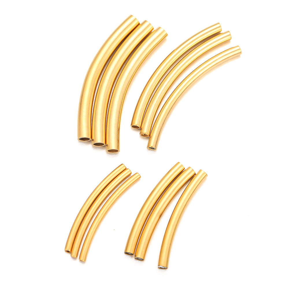 Stainless steel long pipe elbow jewelry accessories DIY bracelet accessories vacuum electroplating gold jewelry hollow pipe sleeve