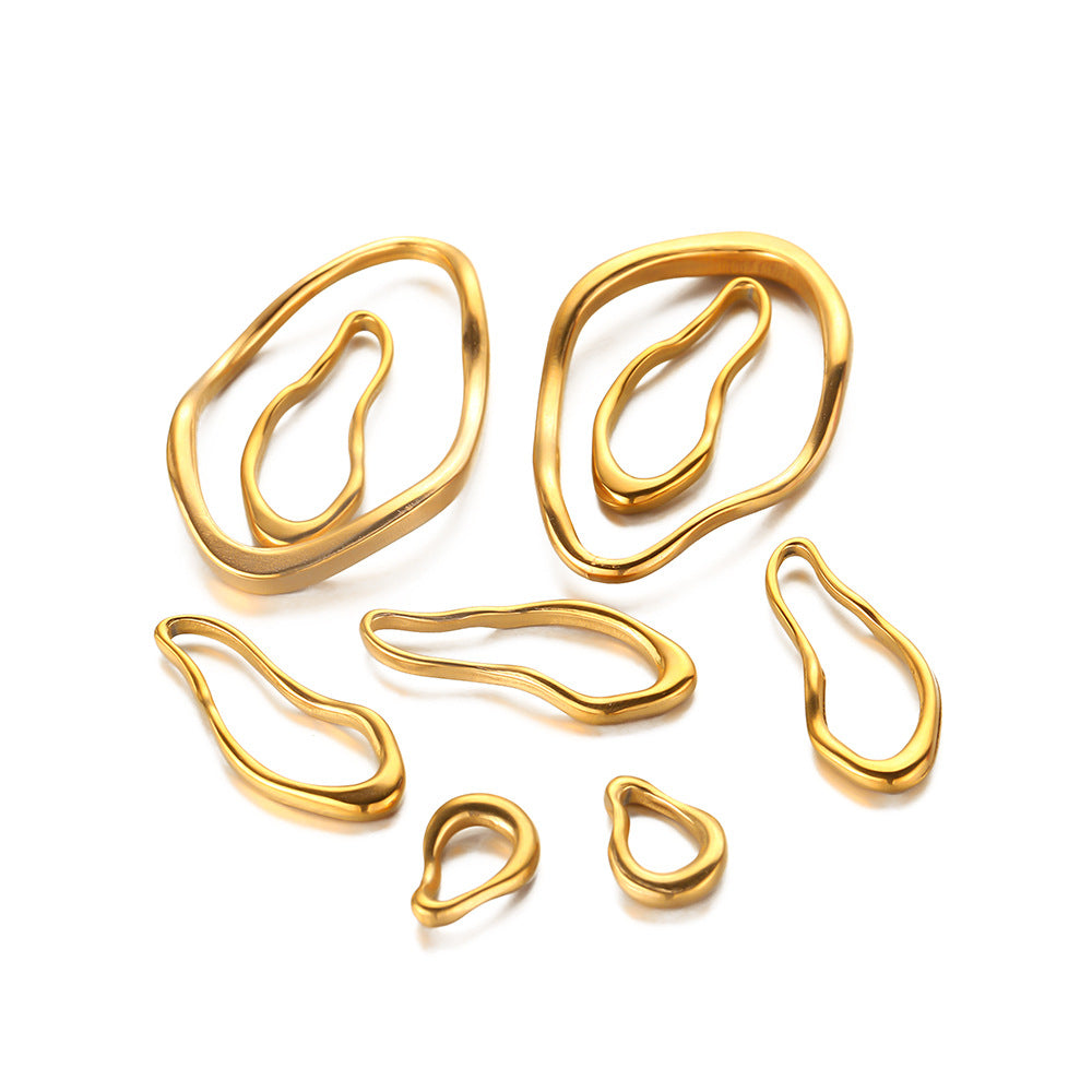 Stainless steel irregular oval earrings pendant DIY jewelry accessories do not fade oil pressure earrings pendant accessories