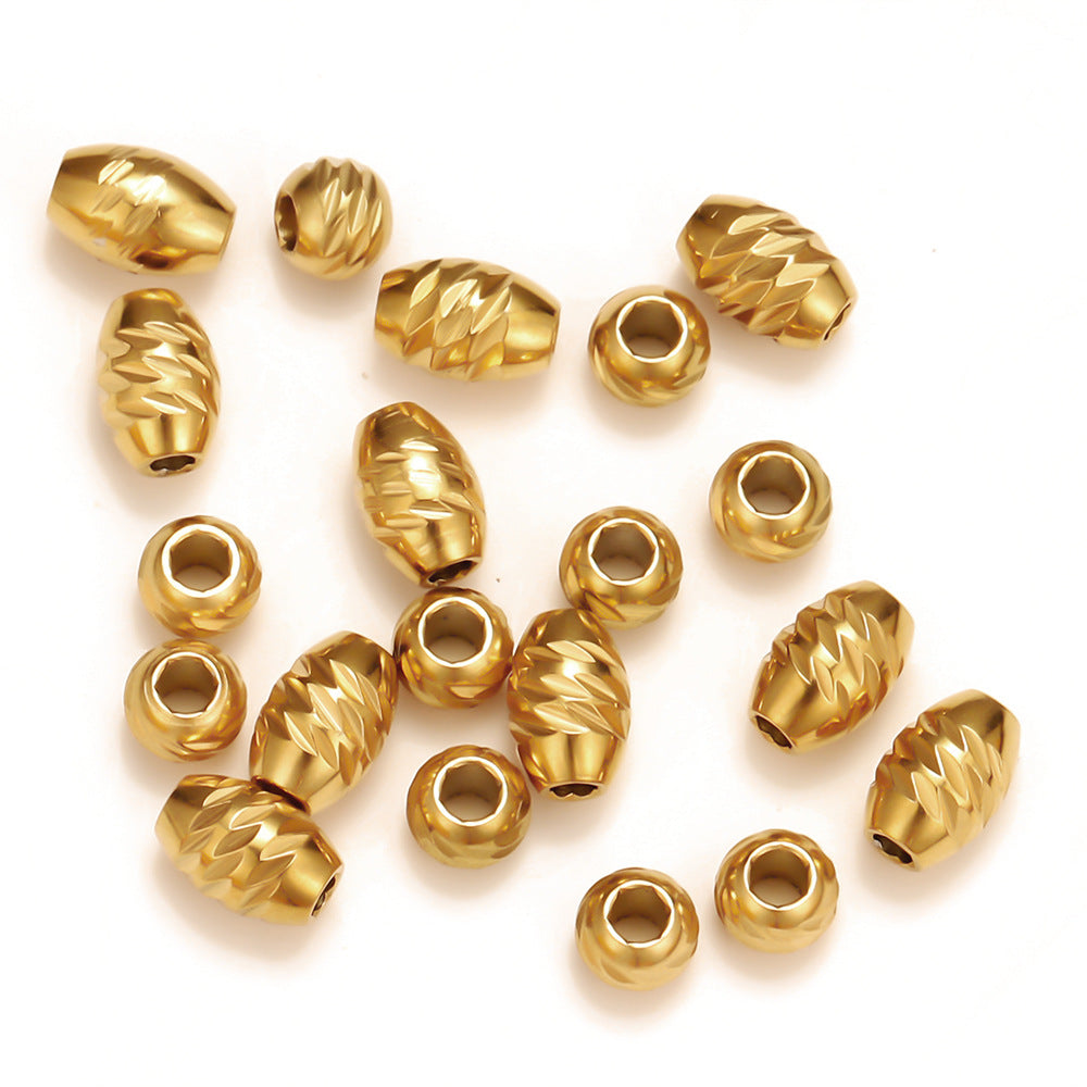 Stainless steel vacuum plated knife pattern beads DIY jewelry accessories wheel beads flat beads 18k titanium steel beads woven beads