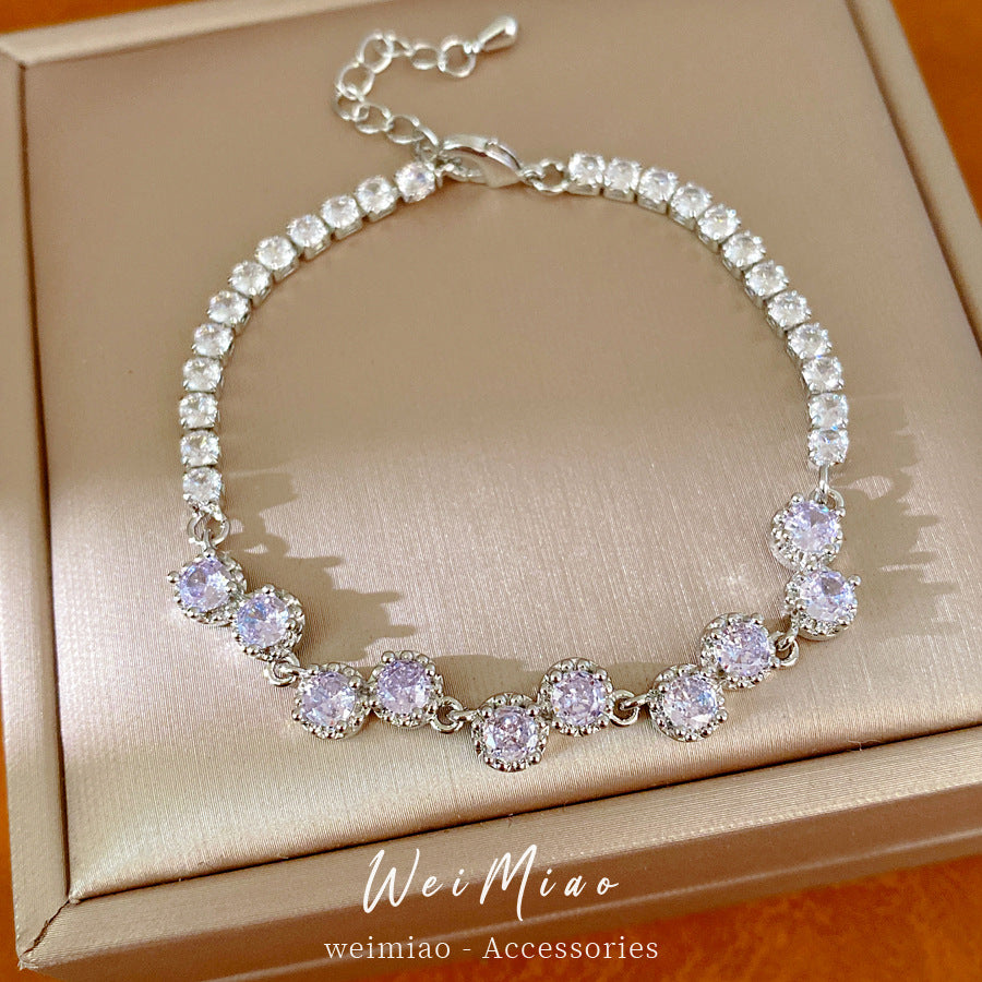 Zircon-encrusted geometric round bracelet light luxury niche high-end bracelet simple temperament versatile jewelry wholesale