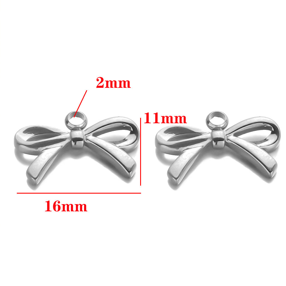 Stainless steel bow pendant DIY handmade pendant pendant necklace bracelet collarbone chain pendant accessories pendant