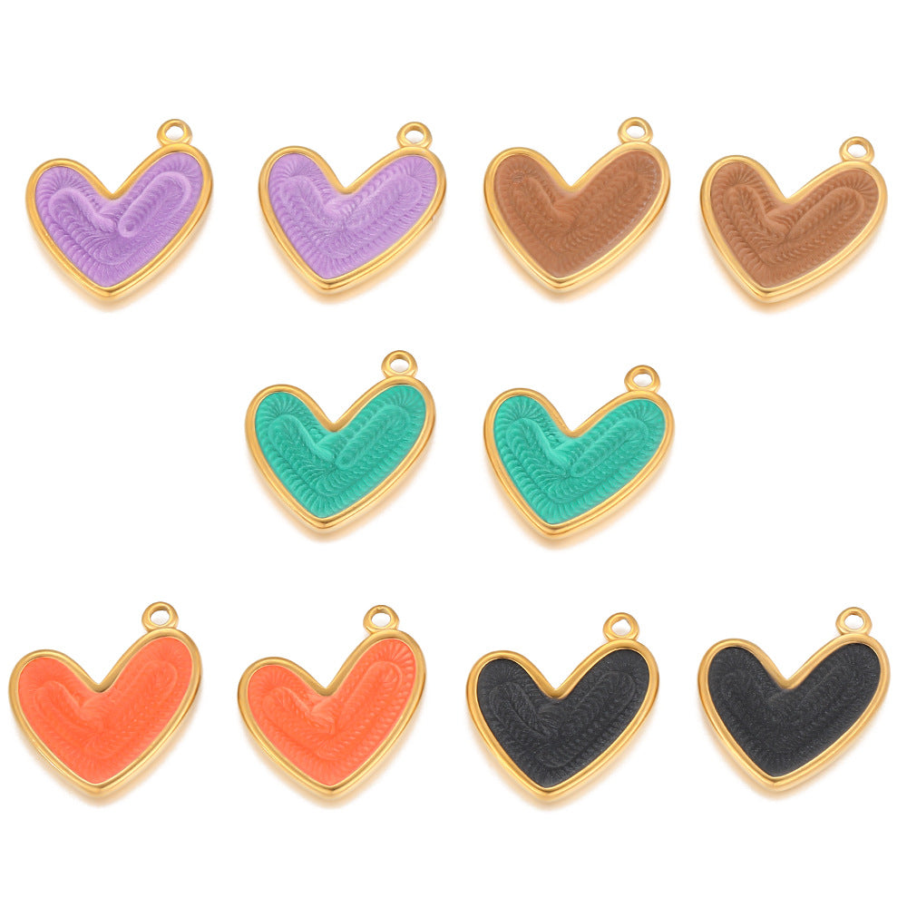 Stainless steel oil drop love multi-color pendant DIY bracelet necklace accessories diamond-encrusted DIY jewelry European and American pendant accessories