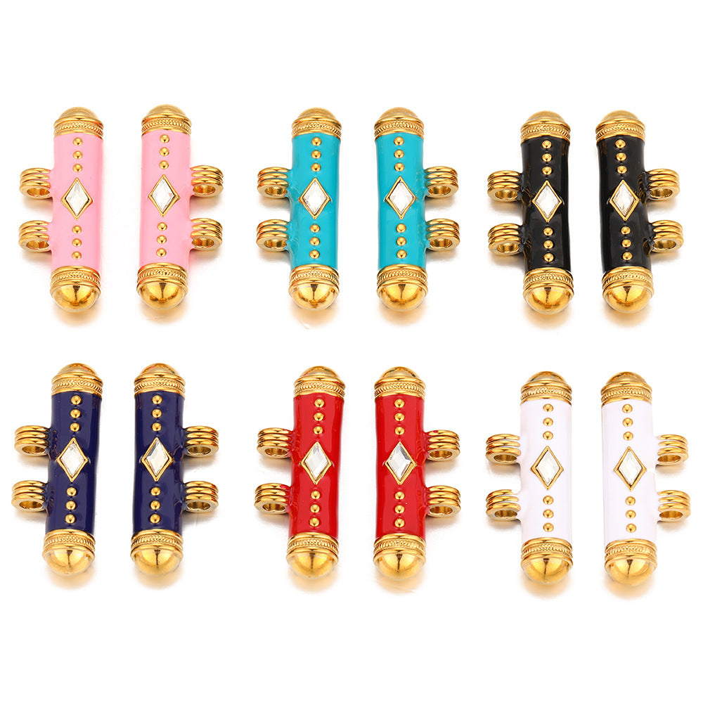 Stainless steel diamond DIY pendant beaded material DIY bracelet necklace jewelry versatile hole bead pendant bracelet pendant