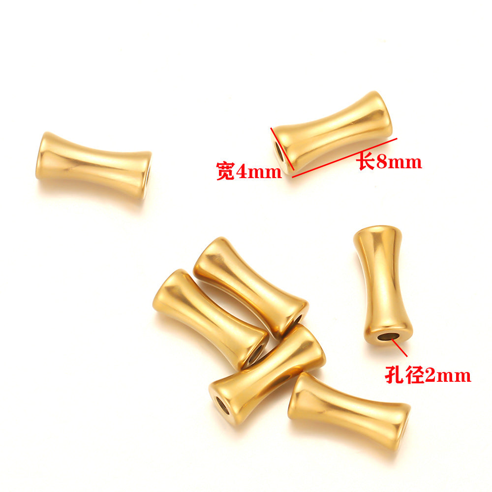 18k stainless steel vase shape hole beads vacuum plated necklace beads diy jewelry accessories gold bamboo tube beads