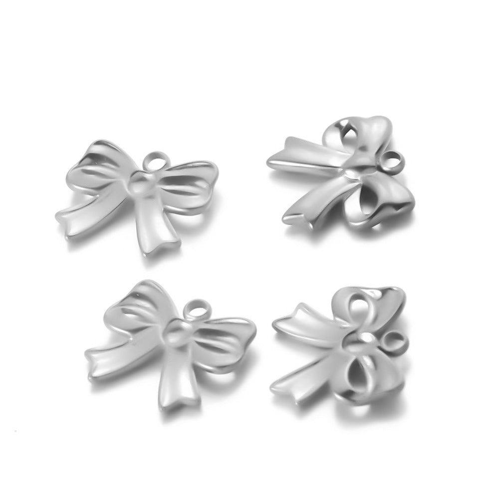 Cross-border new stainless steel bow pendant DIY jewelry accessories necklace clothes pendant DIY handmade jewelry