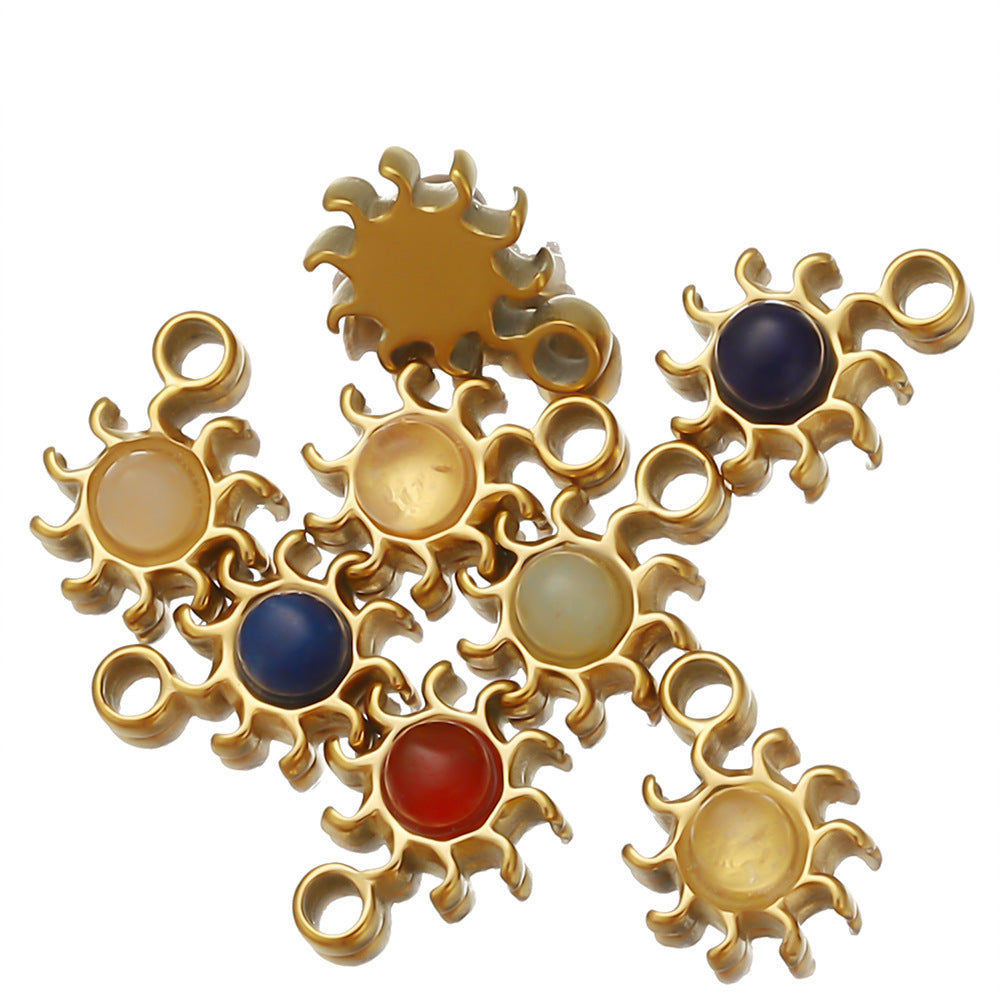 Sunflower pendant DIY handmade European and American jewelry accessories vacuum plated pendant pendant collarbone chain accessories pendant