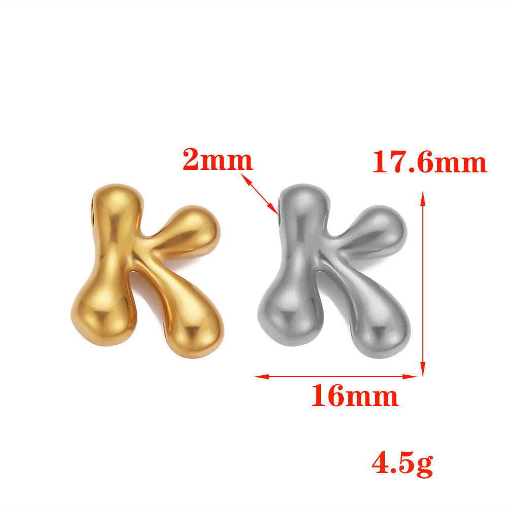 Stainless steel English letter pendant pendant beaded DIY accessories fat letter collarbone chain pendant DIY jewelry accessories