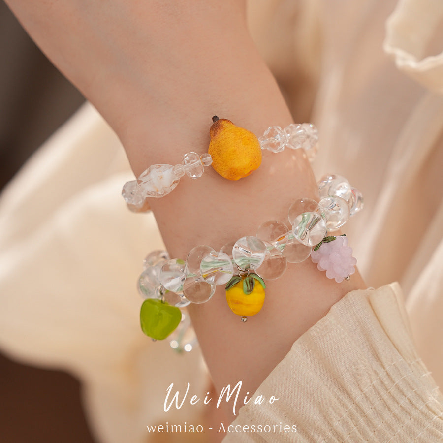 Glass beaded pear bracelet light luxury niche high-end bracelet pastoral temperament fashion vacation accessories jewelry