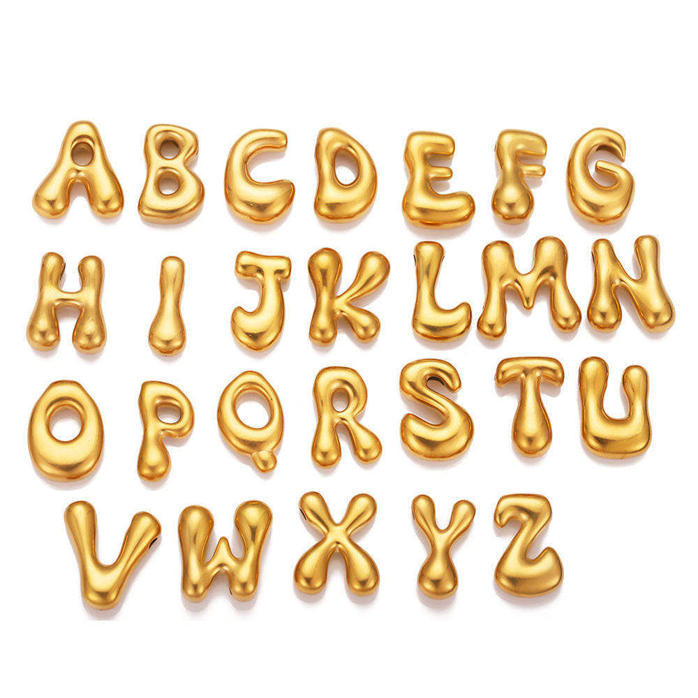 Stainless steel English letter pendant pendant beaded DIY accessories fat letter collarbone chain pendant DIY jewelry accessories
