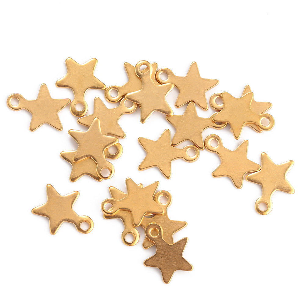 Stainless steel 8mm star pendant DIY jewelry accessories pentagram peach heart chain accessories pendant necklace accessories