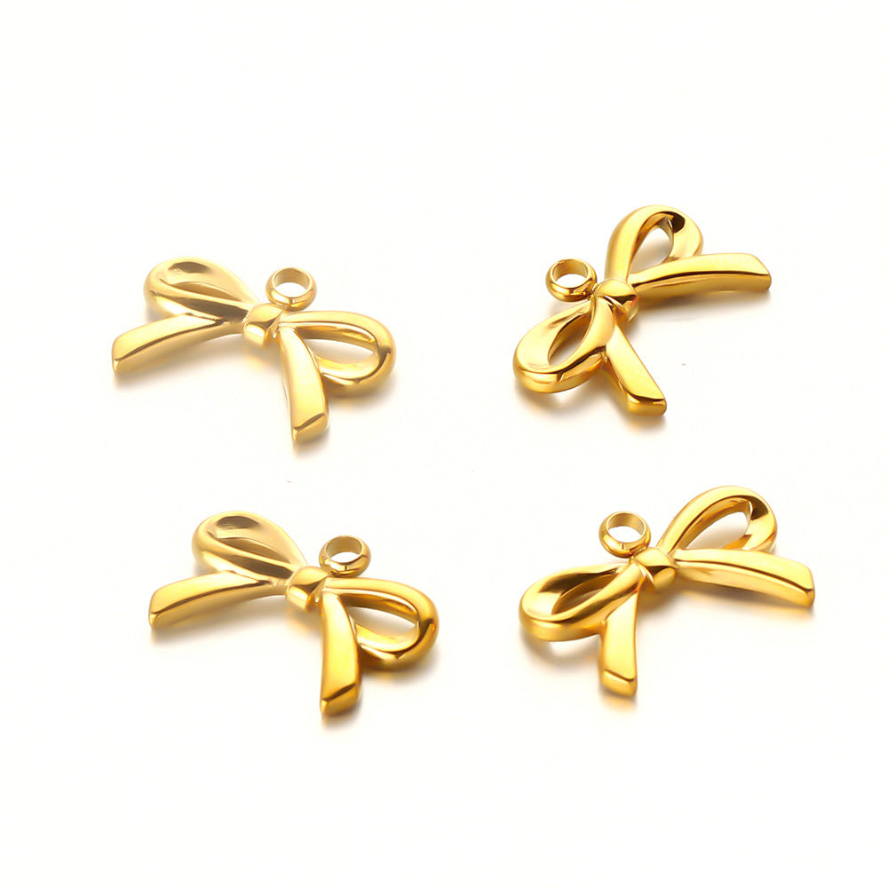 Stainless steel bow pendant DIY jewelry accessories handmade necklace collarbone chain accessories pendant accessories wholesale