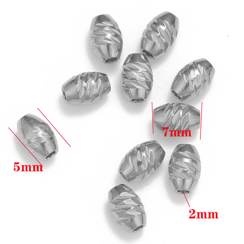 Stainless steel vacuum plated knife pattern beads DIY jewelry accessories wheel beads flat beads 18k titanium steel beads woven beads