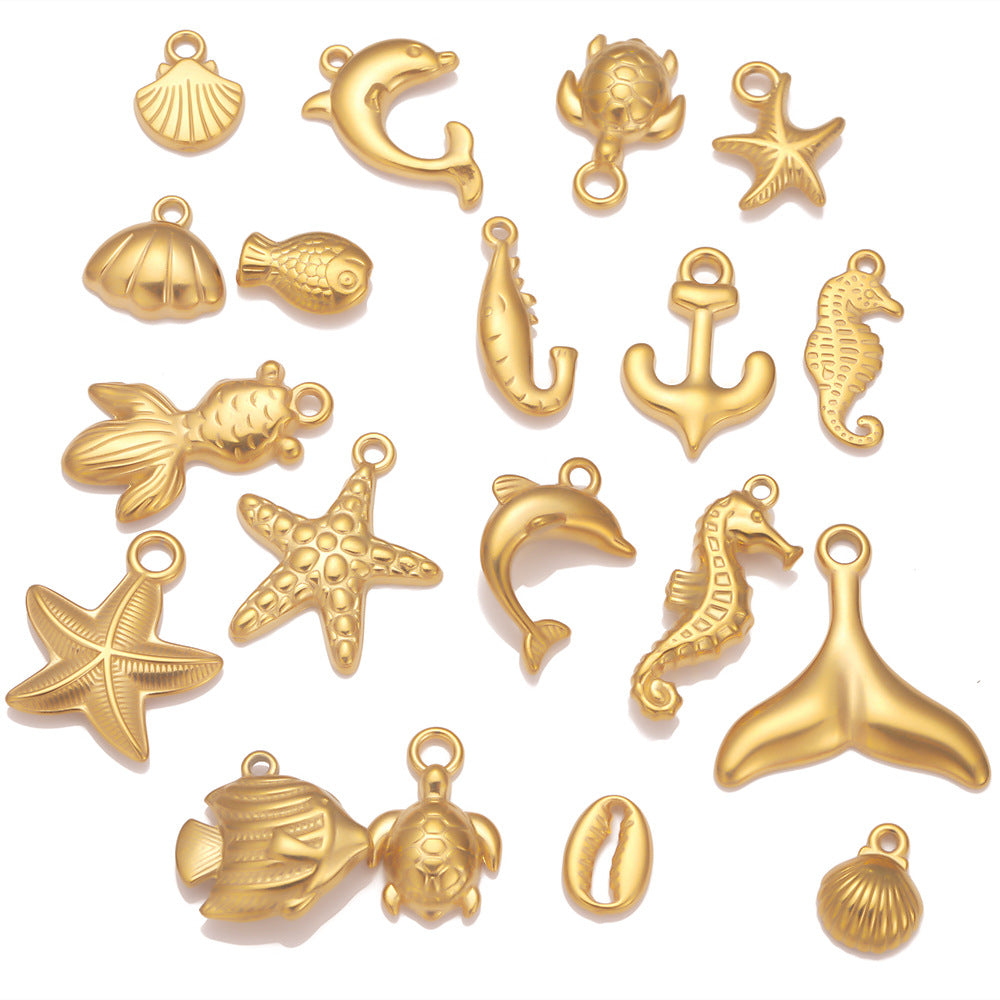 Stainless steel ocean series pendant pendant DIY jewelry accessories pendant necklace bracelet shell star pendant