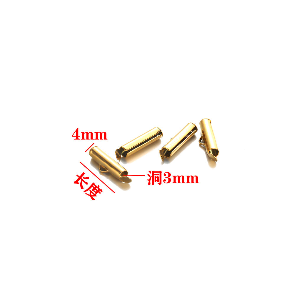 Stainless steel with sliding cover sliding buckle Titanium steel earrings connecting buckle 304 chain connecting tube earrings DIY accessories