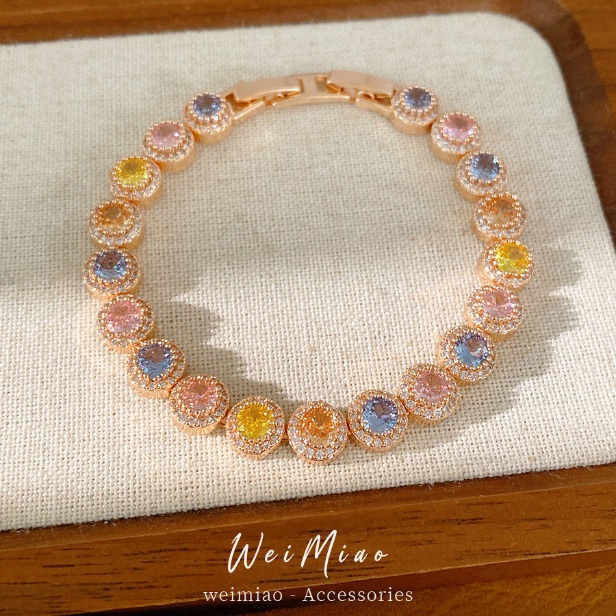 Zircon round buckle bracelet light luxury niche high-end bracelet court style exquisite temperament fashion jewelry wholesale