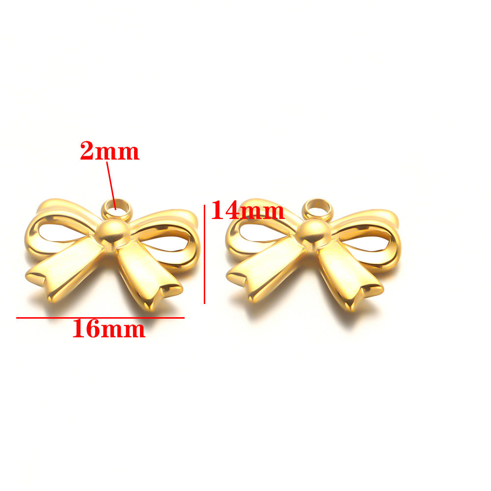 Stainless steel bow pendant DIY handmade pendant pendant necklace bracelet collarbone chain pendant accessories pendant