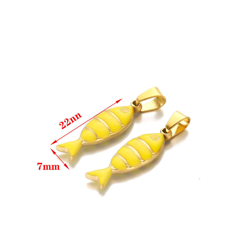 Stainless steel oil drop with melon seed buckle oil drop pendant DIY jewelry accessories license cute striped fish necklace pendant