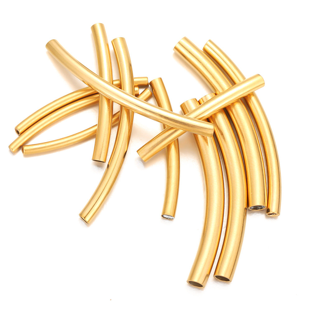 Stainless steel long pipe elbow jewelry accessories DIY bracelet accessories vacuum electroplating gold jewelry hollow pipe sleeve