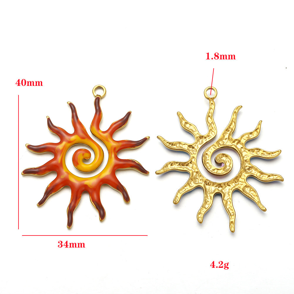 Stainless steel rotating sun pendant DIY jewelry accessories pendant pendant necklace bracelet single hole pendant accessories