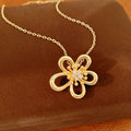 18k real gold electroplated zirconium hollow flower necklace light luxury niche high-end collarbone chain versatile style jewelry set