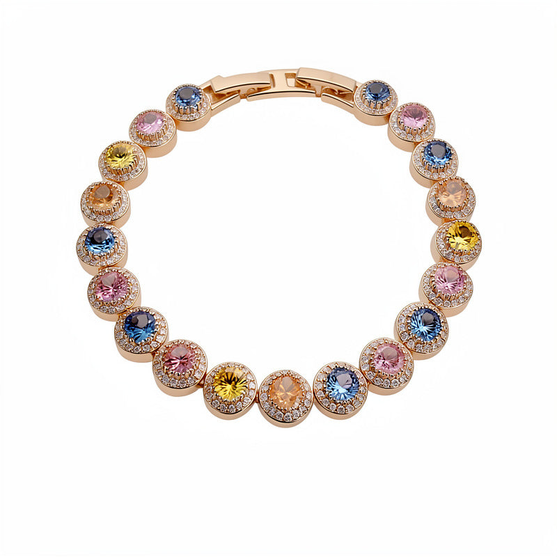 Zircon round buckle bracelet light luxury niche high-end bracelet court style exquisite temperament fashion jewelry wholesale