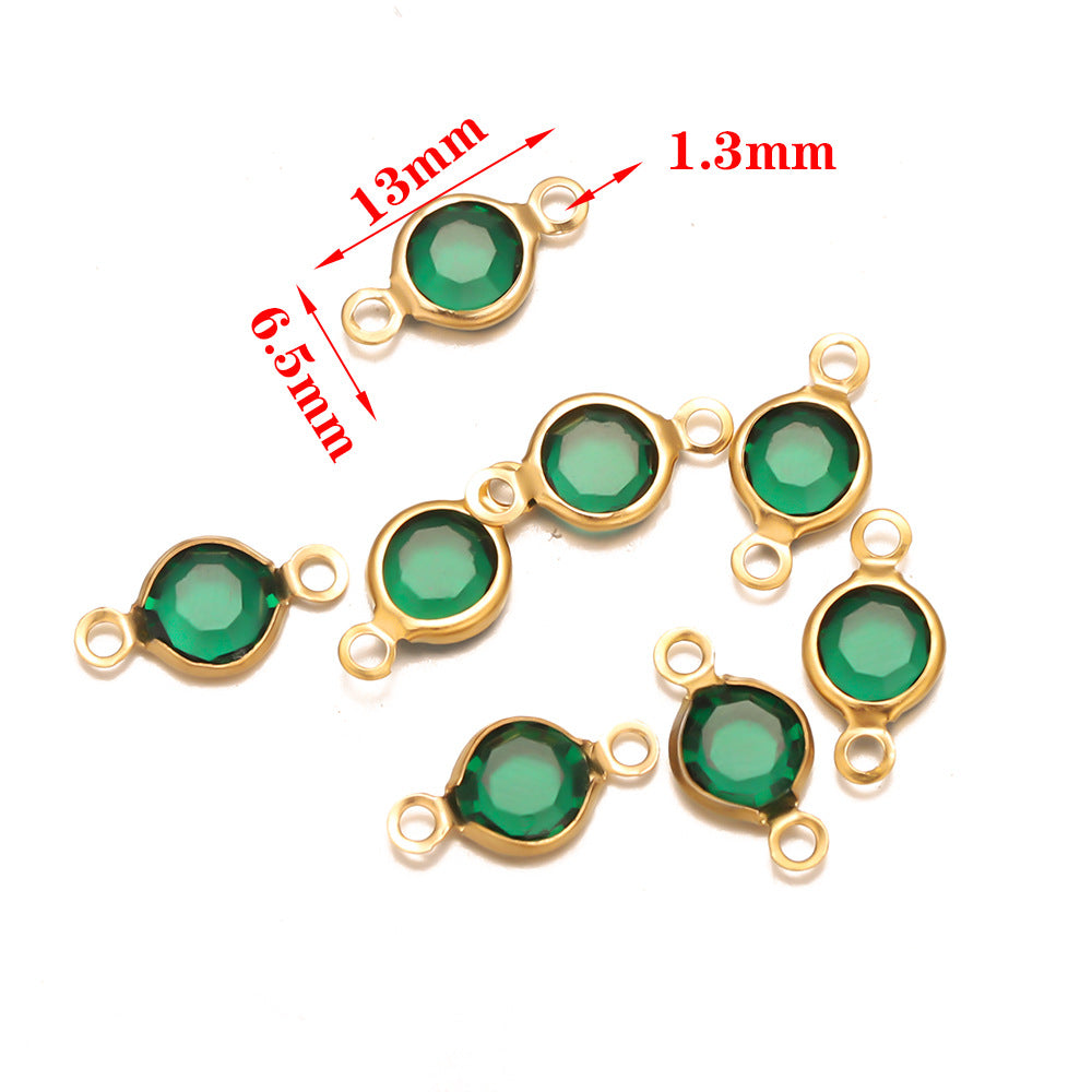 Stainless steel accessories crystal double hanging connector bracelet necklace DIY jewelry accessories connection pendant accessories wholesale