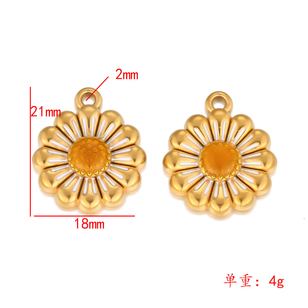 304 Titanium Steel Stainless Steel Oil Drop Pendant Small Daisy DIY Various Pendants Necklace Pendant Accessories Bracelet Pendant