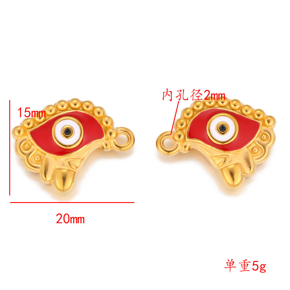Stainless steel double-sided oil dripping geometric feet with diamond pendant DIY chain bracelet accessories DIY jewelry pendant accessories
