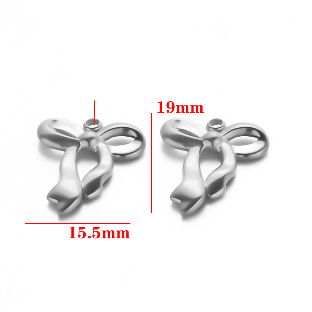Stainless steel bow pendant DIY handmade pendant pendant necklace bracelet collarbone chain pendant accessories pendant