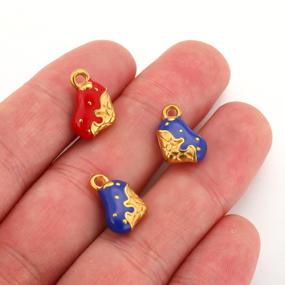 Stainless steel oil drop love diamond pendant DIY jewelry pendant accessories bracelet necklace beaded pendant accessories