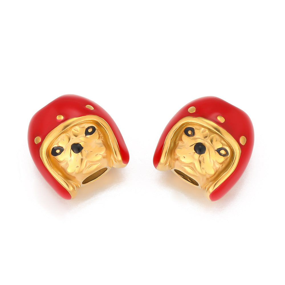 Stainless Steel Gold Pet Dog Pendant Helmet Styling DIY Handmade Pendant Accessories Bracelet Necklace Pendant Accessories