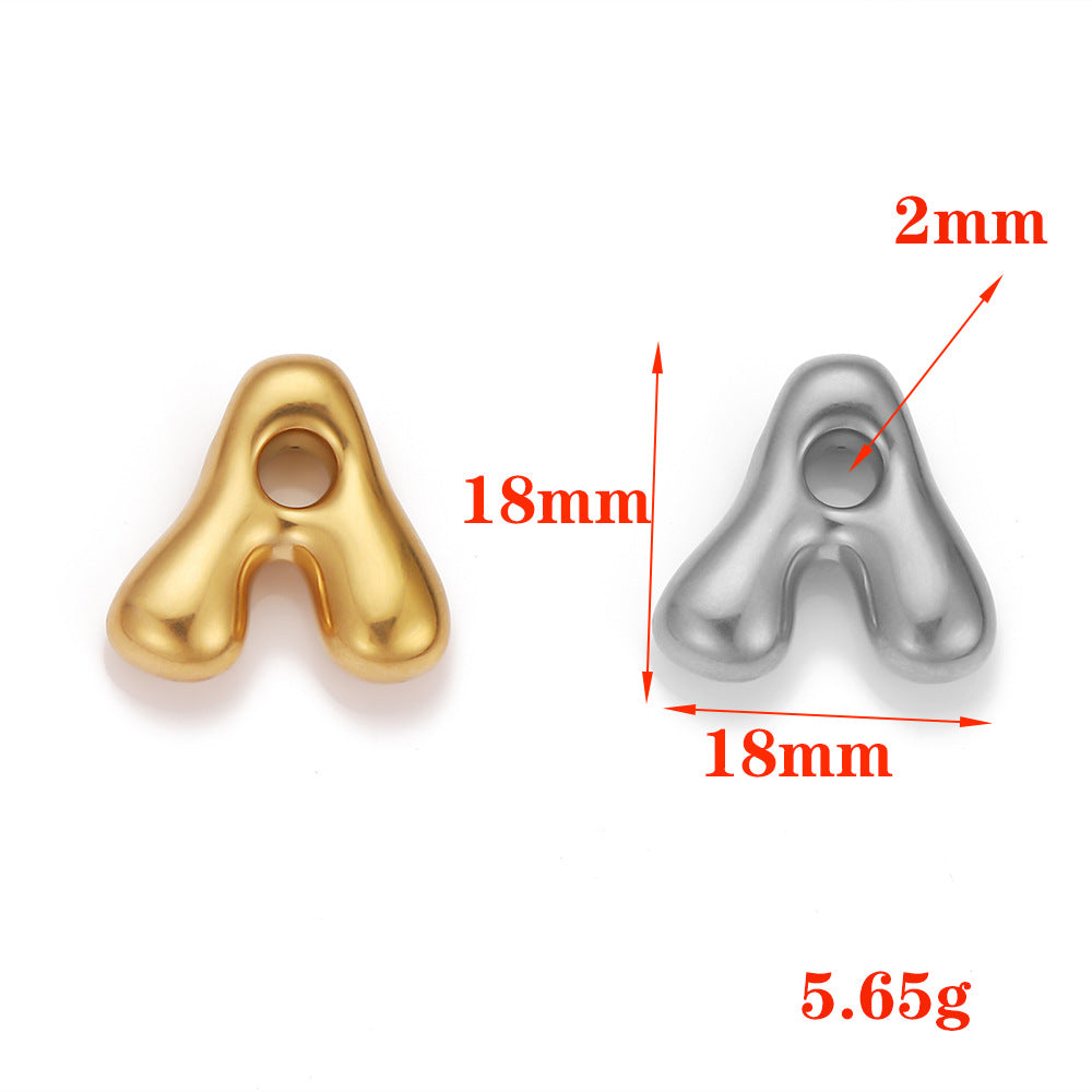 Stainless steel English letter pendant pendant beaded DIY accessories fat letter collarbone chain pendant DIY jewelry accessories