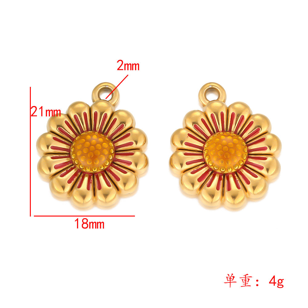 304 Titanium Steel Stainless Steel Oil Drop Pendant Small Daisy DIY Various Pendants Necklace Pendant Accessories Bracelet Pendant