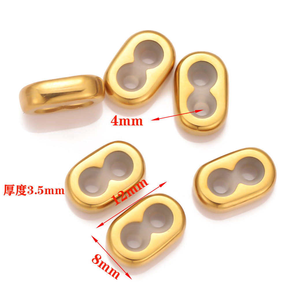 Stainless steel gold 8-character buckle, leather rope adjustment buckle DIY jewelry accessories, built-in silicone bracelet buckle, pig nose buckle accessories