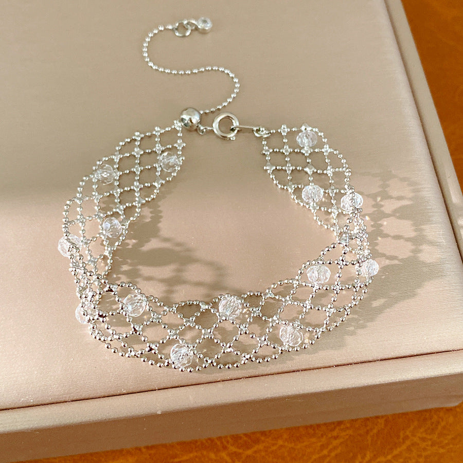 Glass hollow bracelet necklace European and American cross-border fashion versatile temperament sweater chain high-end light luxury jewelry set