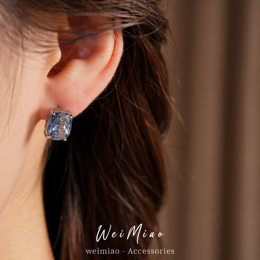 Geometric Zirconia Stud Earrings - Minimalist Luxury Statement Jewelry