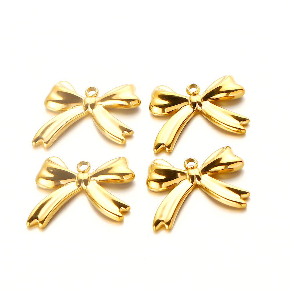 304 stainless steel gold bow pendant, fashionable versatile pendant pendant DIY necklace pendant jewelry accessories