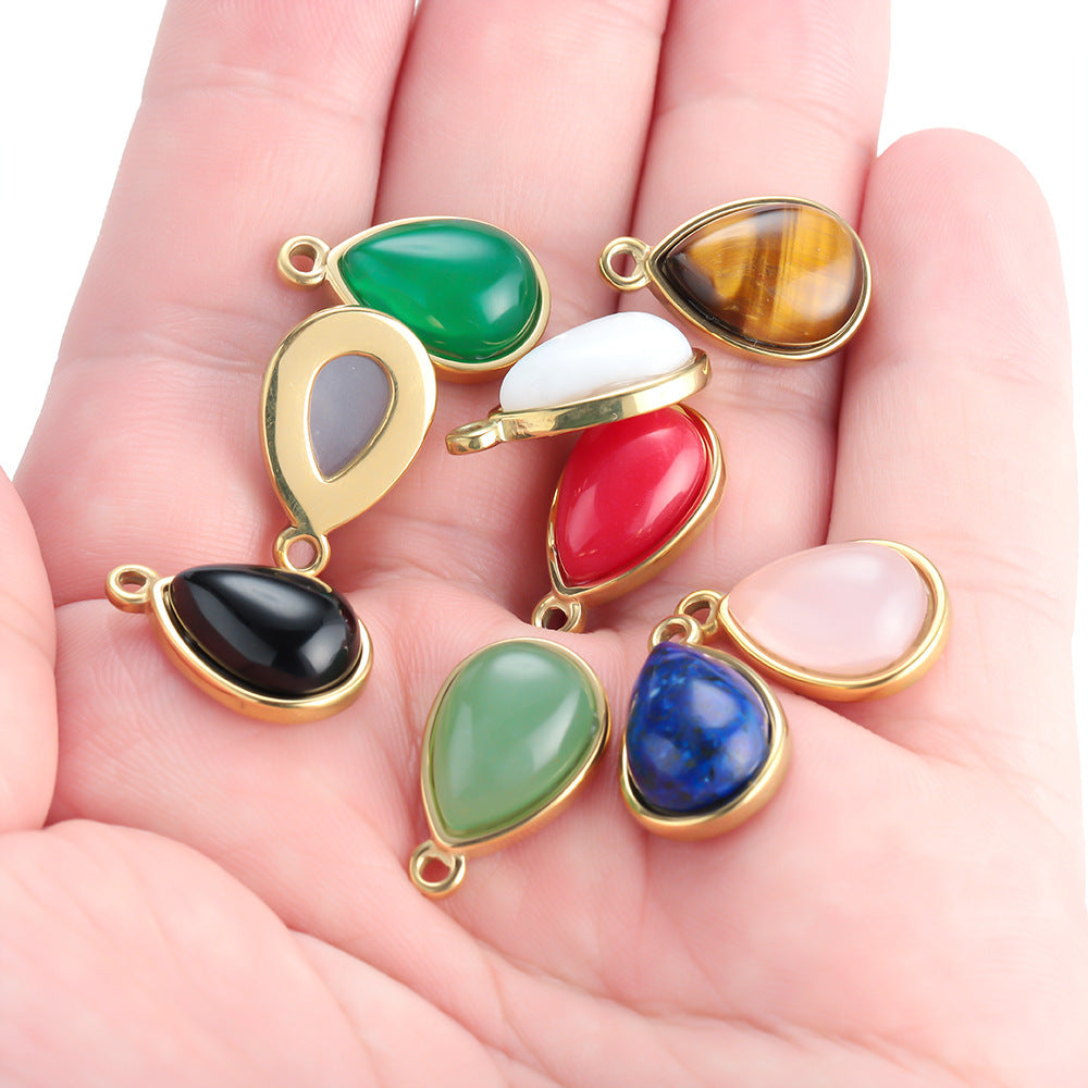 Natural stone stainless steel pendant 18k real gold titanium steel pendant pendant bracelet necklace stainless steel pendant material